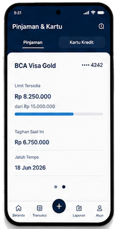Tampilan Pinjaman & Kartu Kredit MONQURO