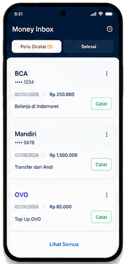 Tampilan Money Inbox MONQURO