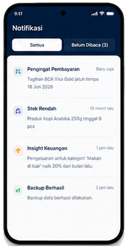 Tampilan Notifikasi MONQURO