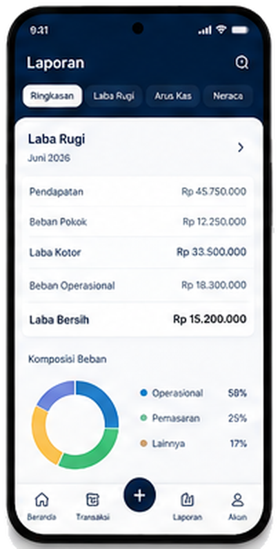 Tampilan Laporan Keuangan MONQURO