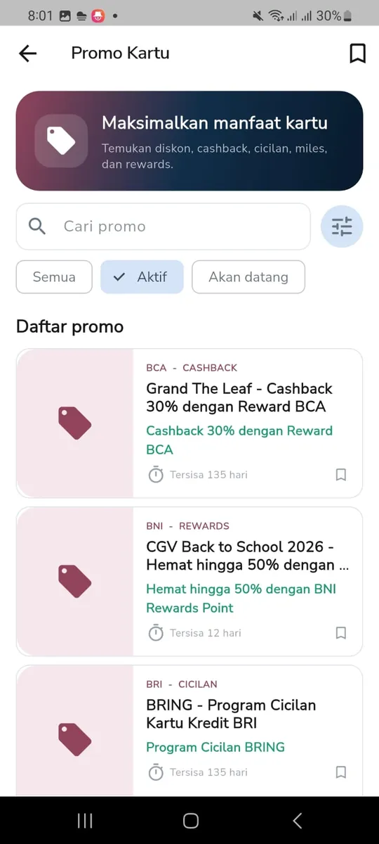Fitur Promo Kartu Kredit MONQURO